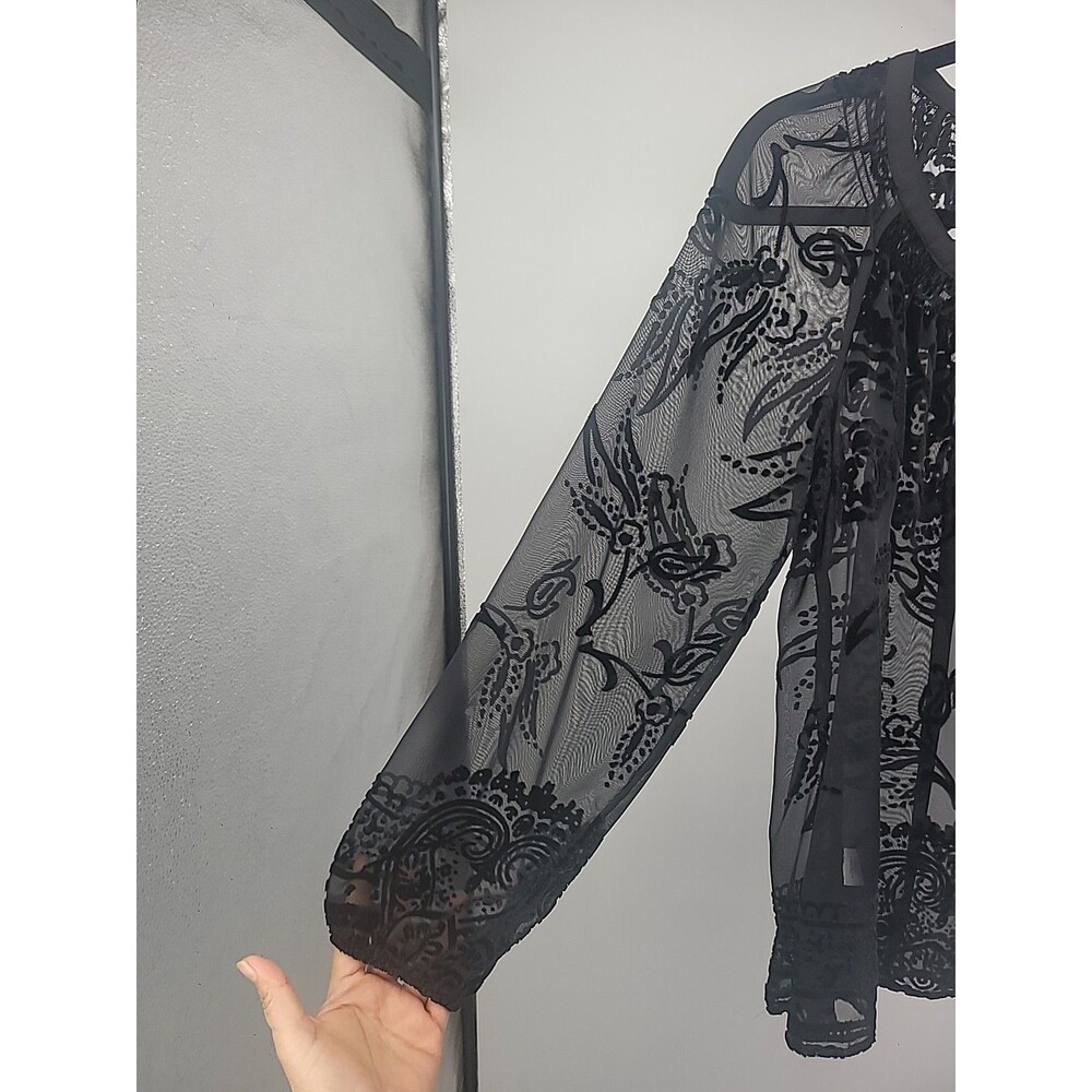 Daniel Rainn Sheer Burnt-out Velvet Top Sz M Whimsigoth Witchy - Picture 5 of 8